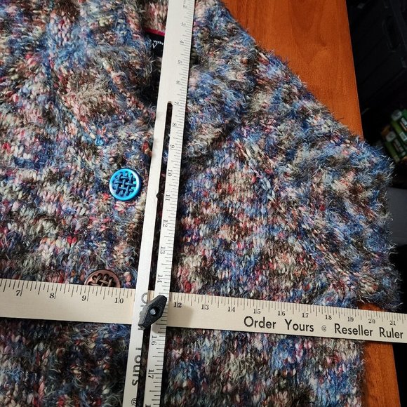 Vintage Colour Works Cardigan Sweater Womens M Multicolor Mohair Space Dye Y2K - Picture 11 of 13